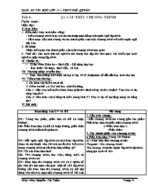 Giáo án Tin học lớp 11 - Tiết 4 Cấu trúc chương trình - Năm học 2012-2013 - Nguyễn Thị Thắm